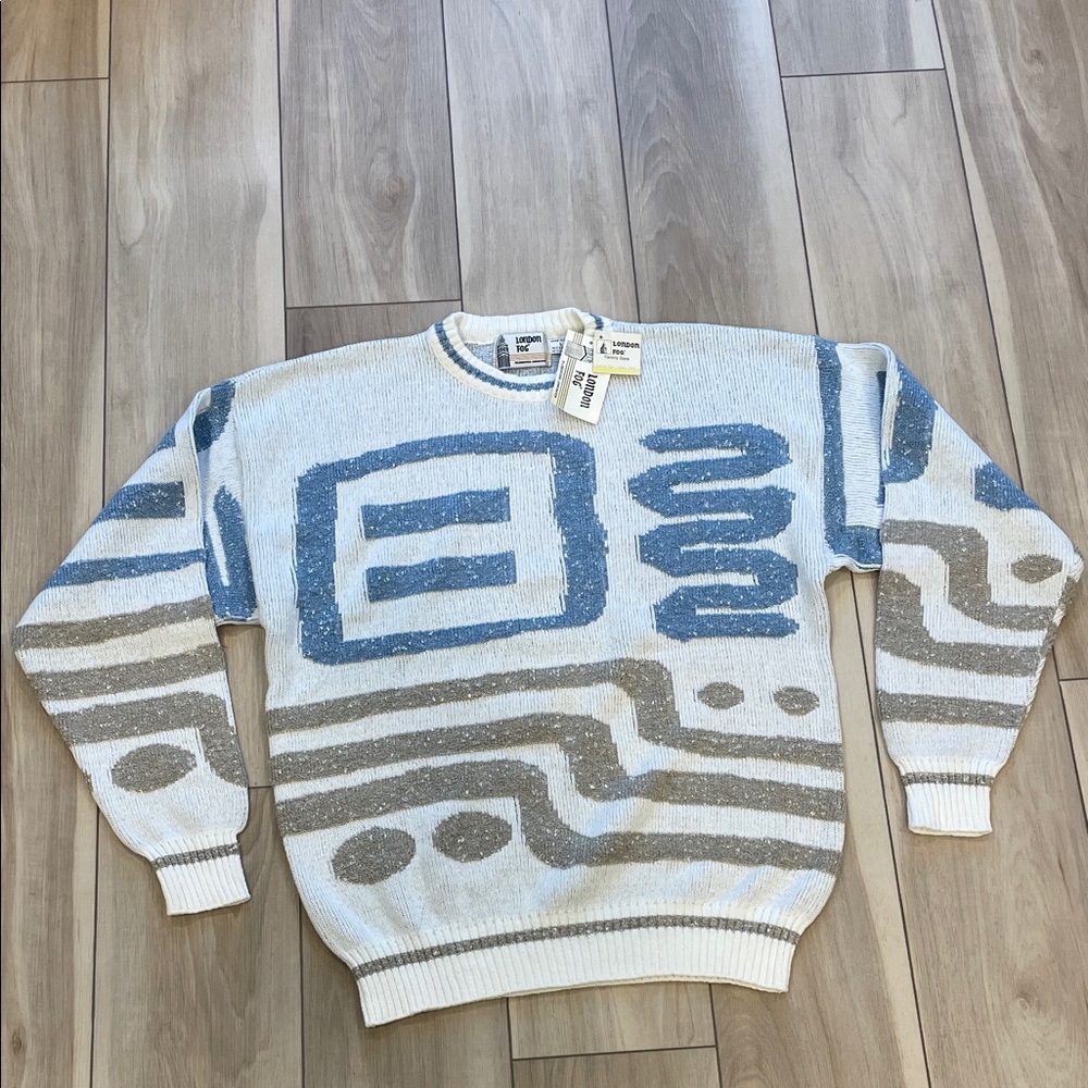 New with tags Vintage London Fog Men's Sweater in White and Blue